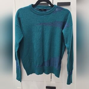 Diesel Teal & Navy Colorblock Knit Sweater Wool Size S-M